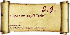 Suplicz Győző névjegykártya